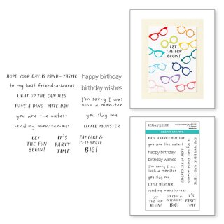Spellbinders Monster Birthday Sentiments Clear Stamp Set