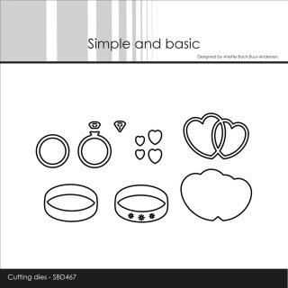 Stanzschablonen Hochzeit (Ringe & Herzen)  37x27mm