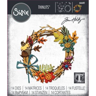Sizzix Thinlits Die by Tim Holtz Vault Foliage Wreath 14 Dies