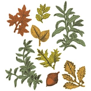 Sizzix Framelits Die w/Stamps by 49 and Market A5 Forever Leaves (8+8pcs)