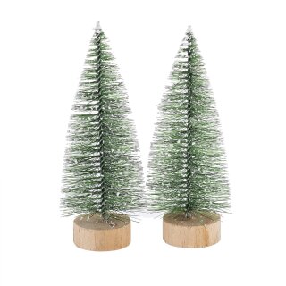 Miniatur Tannenbaum mit Schnee, 15cm 2St