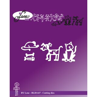 Stanzschablone, Hund, Katze, Maus mit Knochen & Fisch