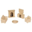 Pappmaché, 6 Miniaturen sortiert, Wohnzimmer Kartonbraun
