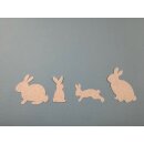 Papierstreuteile Hasen, 4 Varianten 25 Stück