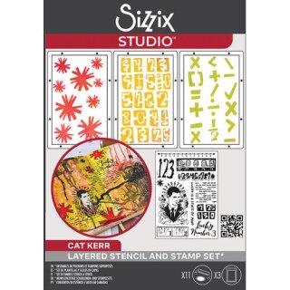 Sizzix Studio Stamps & Stencils Set Strength in Numbers