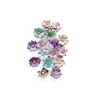 16 Abstrakte Blumen aus Maulbeerpapier 40-55mm