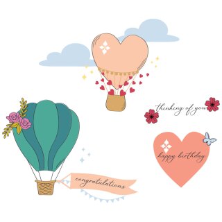 Sizzix A5 Clear Stamps Set 30PK - Up And Away By Catherine Pooler