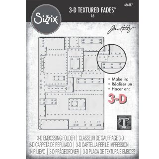 Sizzix 3-D Texture Fades Embossing Folder - Foundry Large/A5 By Tim Holtz