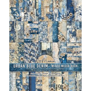 Urban Blue Denim A4 Maxi Mixed Media Book 50 Doppelseiten