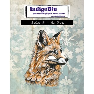 Indigo Blue Solo 8 Mr Fox Rubber Stamp