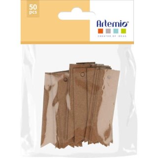 Geschenkanhänger aus Kraft Papier 15x60mm, 50 Stk.