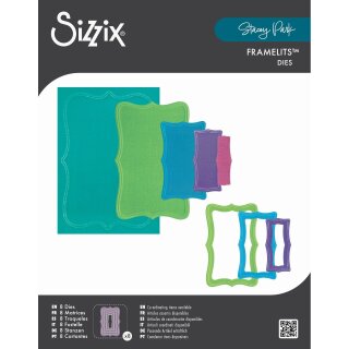Sizzix Framelits Die Set 8PK - Fanciful Framelits Reversed, Doris Dotted Top Note By Stacey Park