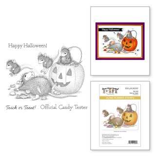 Spellbinders House-Mouse Tree-Mendous Christmas Cling Rubber Stamp Set Trick or Treat!