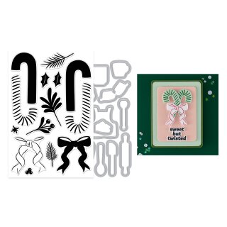 Spellbinders Candy Cane Season Stamp & Cut Set Candy Cane Swag
