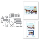 Spellbinders Country Christmas Etched Dies Christmas Horse-Drawn Wagon