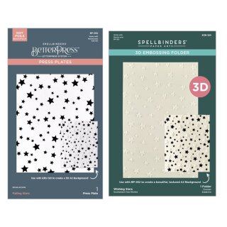 Spellbinders Wishing and Falling Stars 3D Embossing Folder and BetterPress Bundle