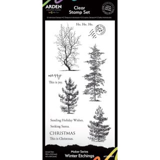 Maker Series 4x8 Inch Clear Stamp Set Winter Etchings