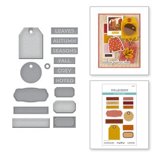 Spellbinders Autumn Archives Etched Dies Documenting Labels