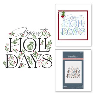 Spellbinders City Holiday Press Plate Set Happiest  Holidays Registration
