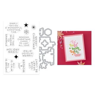 Spellbinders Very Merry Stamp & Cut Set Modern Holiday Greetings