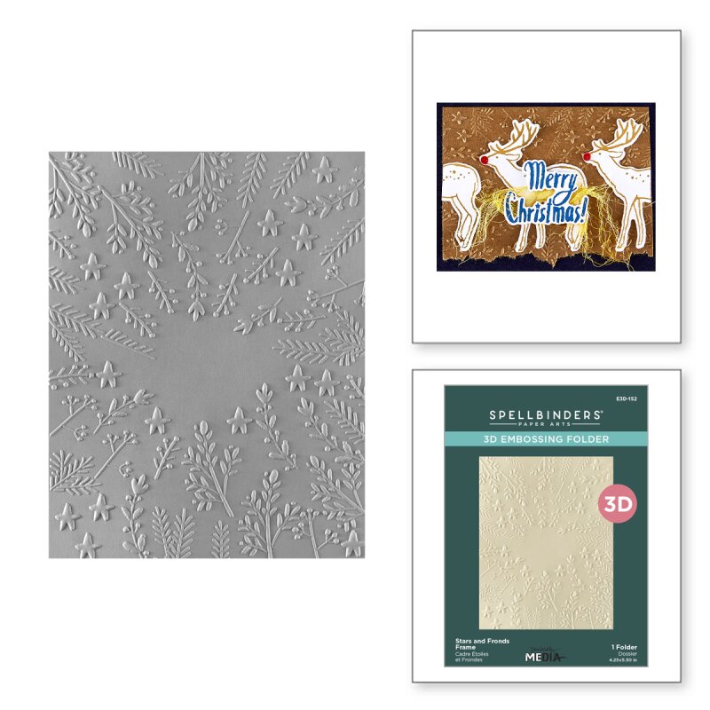 Starry Holiday 3D Embossing Folder Stars and Fronds Frame (E3D-152), 9. ...