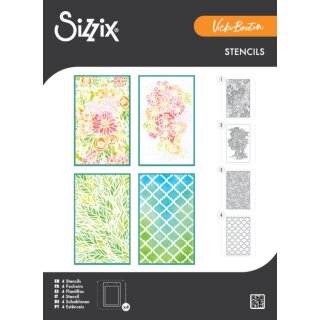 Stencil A5 by Vicki Boutin Buildables Botanicals #1 (4pcs)