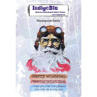 Steampunk Santa A6 Red Rubber Stamp A6