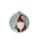 Weihnachtskugel Kunststoff mit Wichtelmotiv 75mm