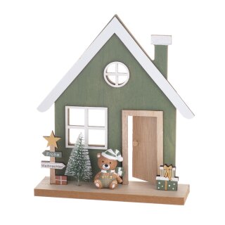Deko-Haus mit Bär Winterlich, 185x55x205mm