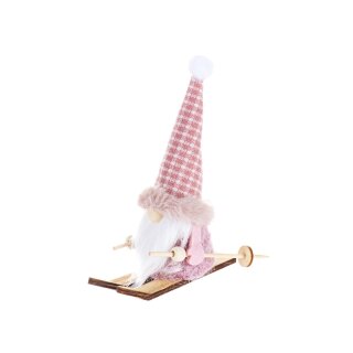 Winter Wichtel Rosa auf Ski 120x45x145mm
