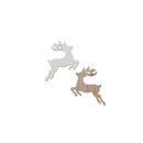 Holzstreuteile Hirsch  39x39mm 12 Stück weiss-braun