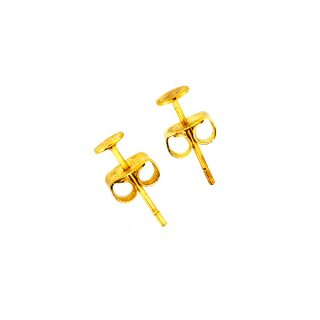 Ohrstecker Flach 4mm goldfarben zu 30 Stück