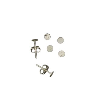 Ohrstecker Flach 4mm silberfarben zu 30 Stück