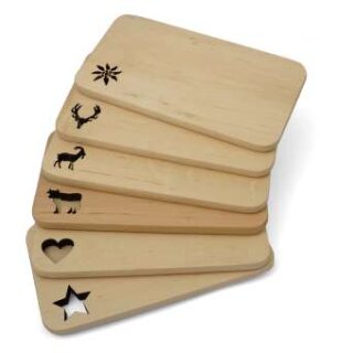 Buchen-Erlenbrett mit Kuh 25x18cm