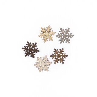 Holzstreuteile Schneeflocken Gold-Natur-braun 2cm 24 Stk.