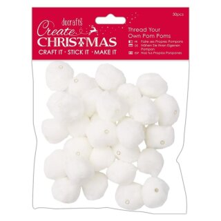 Flauschige PomPom 30 Stück,  3cm zum auffädeln