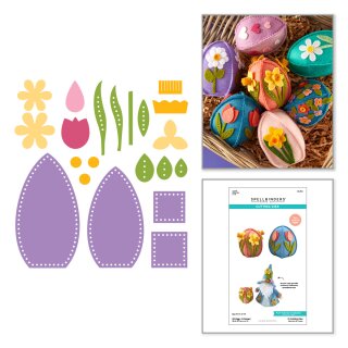 3D Felt Décor Etched Dies Spring Eggs & Flowers