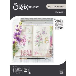 Sizzix Studio Clear Stamp Set 13PK Love Letters by Willow Wolfe