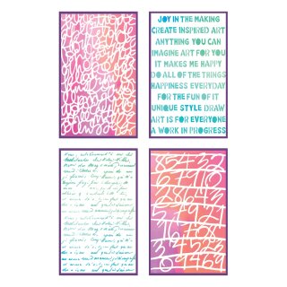 Sizzix A5 Stencil 4PK Words and Numbers by Vicki Boutin
