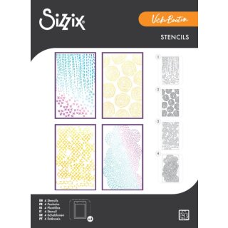 Sizzix A5 Stencil 4PK Stitched Florals by Vicki Boutin