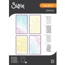 Sizzix A5 Stencil 4PK Stitched Florals by Vicki Boutin