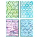 Sizzix A6 Stencil 4PK Background Textures by Vicki Boutin