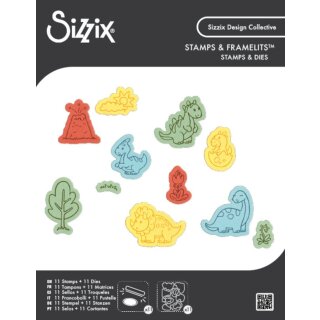 Kid Create Clear Stamps Set w/Framelits Die Dinosaur Adventures (11+11pcs)