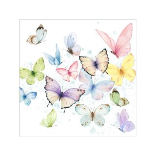 Servietten Schmetterlinge Bunt, 33x33cm zu 20 Stück