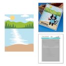 Spellbinders Summer Camp Layered Stencil Lakeside Memories