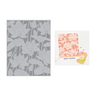 Spellbinders Tranquil Garden Letterpress + Foil Plate Lotus Field