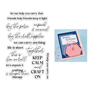 Spellbinders We All Have Baggage Clear Stamp Set Keep Calm Sentiments