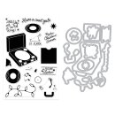 Spellbinders Hero Arts Vintage Vinyl Stamp & Cut Feeling Festive