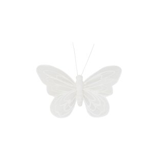 Schmetterling 90x55mm zu 2 Stück, weiss mit Clip