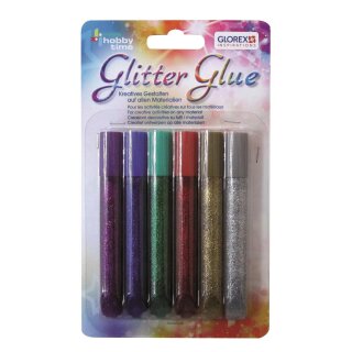Glitter Glue Pen / Stifte 6x10,5ml Standard Farben (eher dunkel)